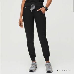 FIGS Black Jogger Scrub Pants with Gray Drawstring
